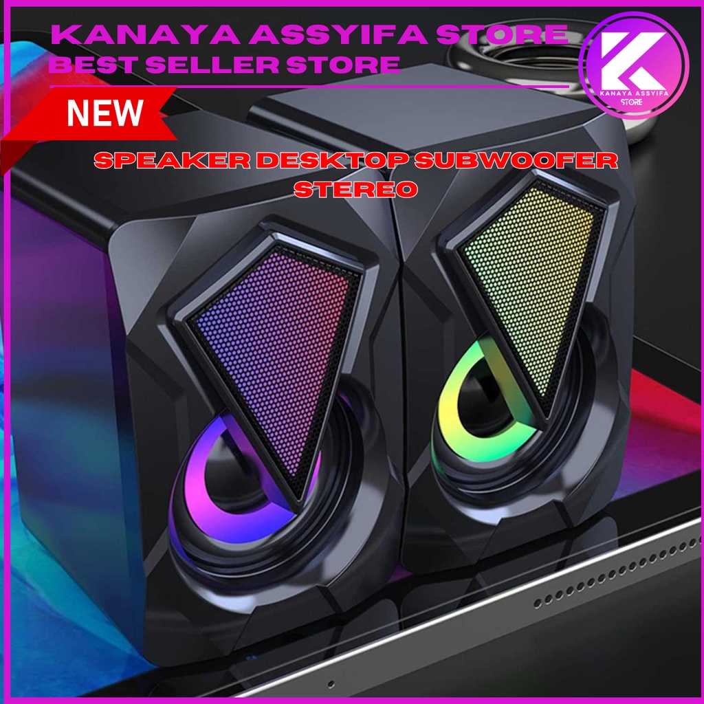 Lovskoo Speaker Desktop Subwoofer Stereo Wired 6W USB RGB Light - X2