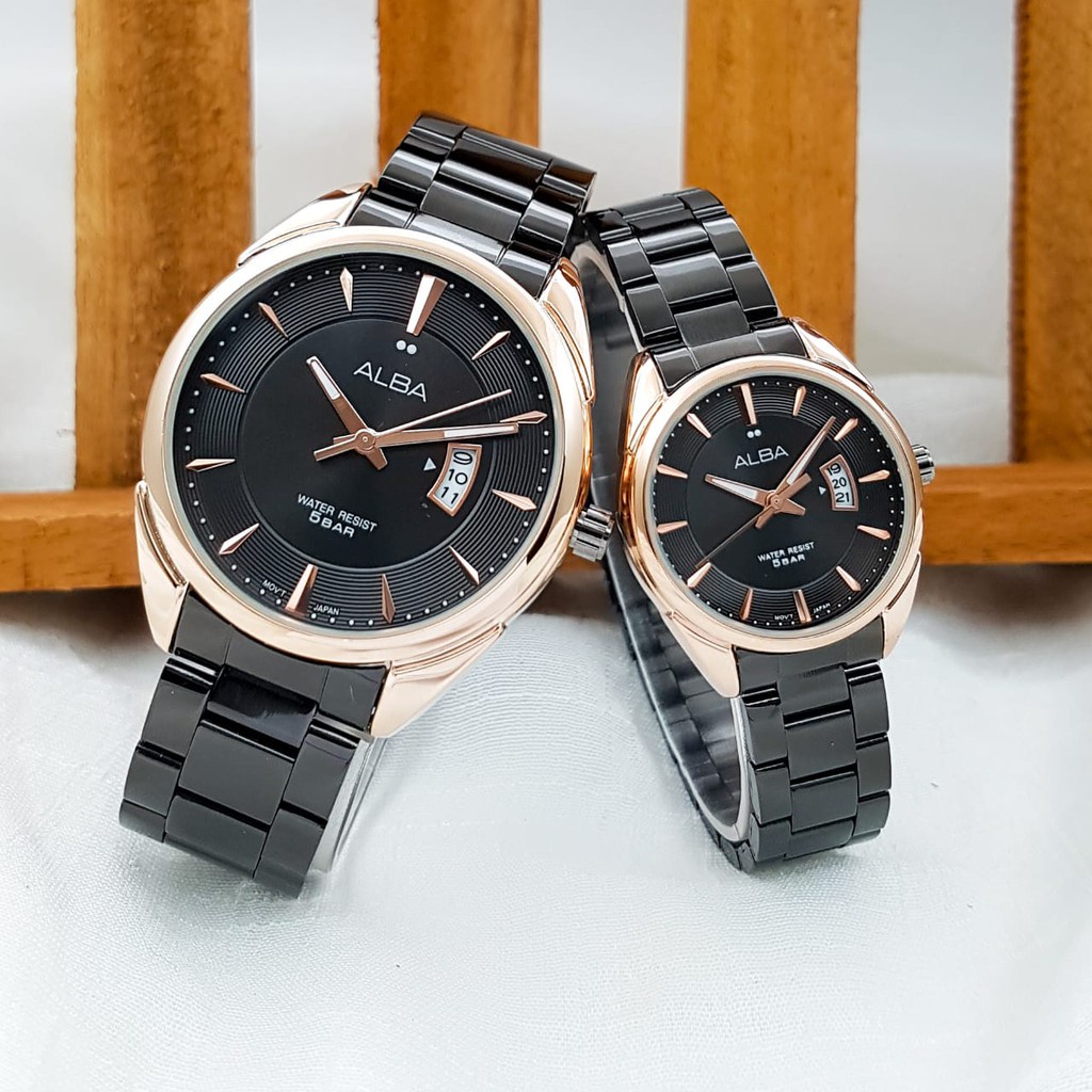 COD JAM TANGAN COUPLE ALBA STAINLESS STEEL TANGGAL AKTIF #JAMTANGANCOUPLE #JAMTANGANALBACOUPLE