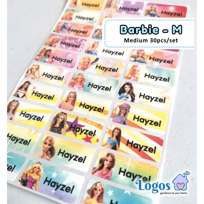 

Barbie MEDIUM Label nama waterproof Name Sticker Stiker cetak nama