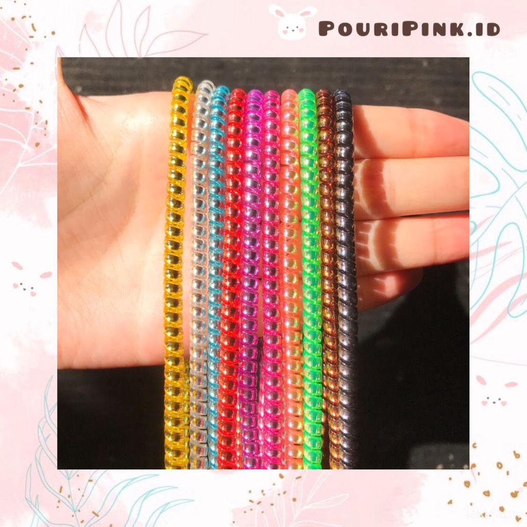 Kabel Pelindung 1 Meter Premium 3 Tone Warna Ombre Aesthetic Glossy Saver Cable Protector Spiral Cor