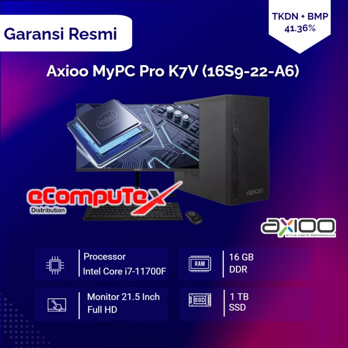Axioo MyPC Pro K7V (16S9-22-A6) i7-11700F 16GB 1TB - TKDN RESMI