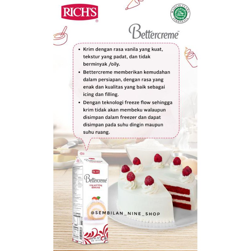 

RB RICH'S BETTERCREME 907 Gram Richs Better Creme Non Dairy whipping cream