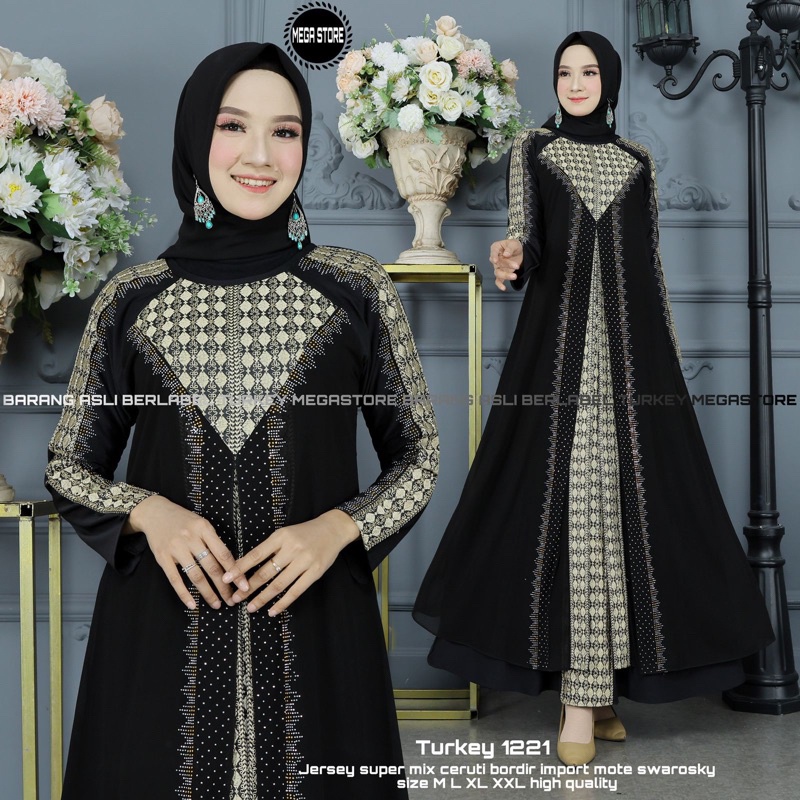 BAJU WANITA TURKEY DUBAI PREMIUM MEWAH Gamis Turkey 1221 Hawa #241 Dress Busana Muslimah