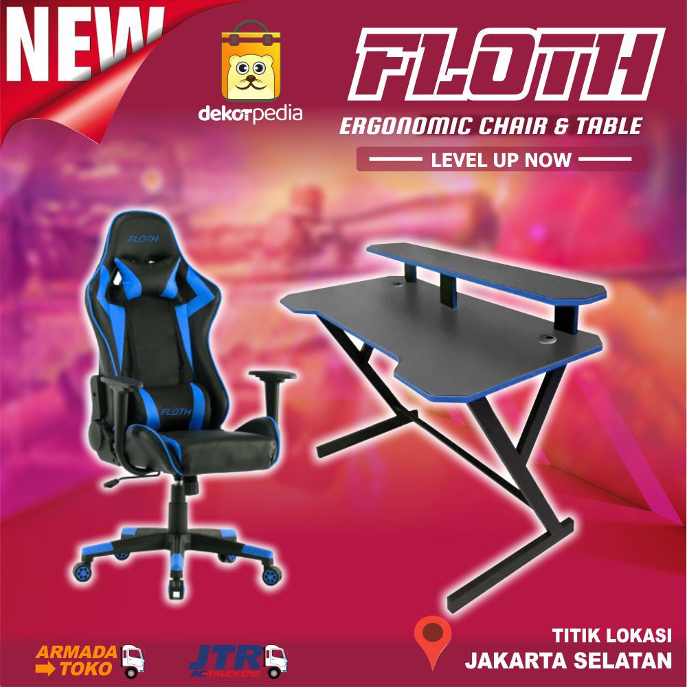 Kursi Gaming Floth 1 Meja Gaming Floth SET (LUAR KOTA)