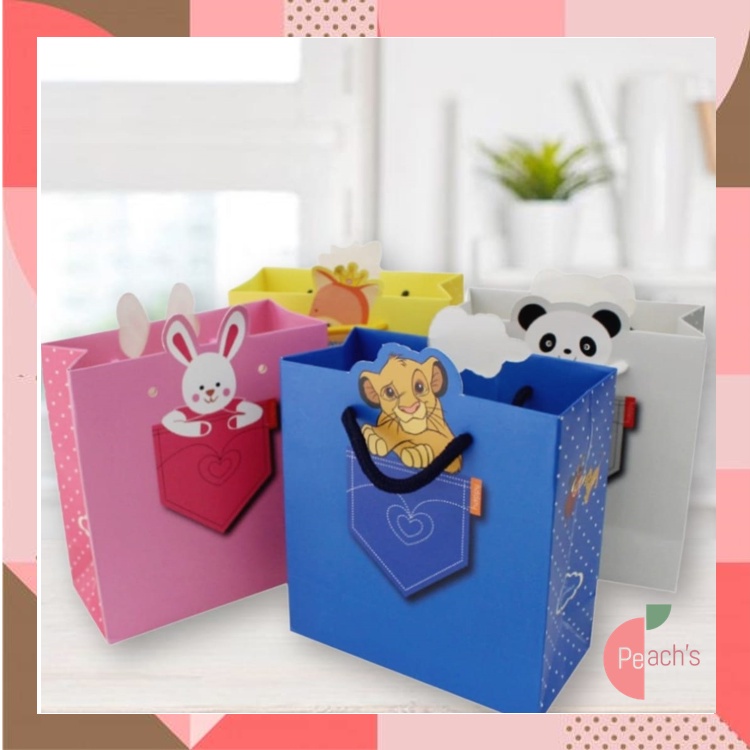 

PEACHs - 6051 Paper Bag Ulang Tahun / Paper Bag Motif Animal / Goodie Bag Ulang Tahun Animal Series / Paper Bag Karakter Lucu