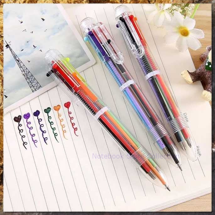 

Notebook Store Collection Pulpen Pena Bolpoin Warna-Warni Multi Colored Pen 6 in 1