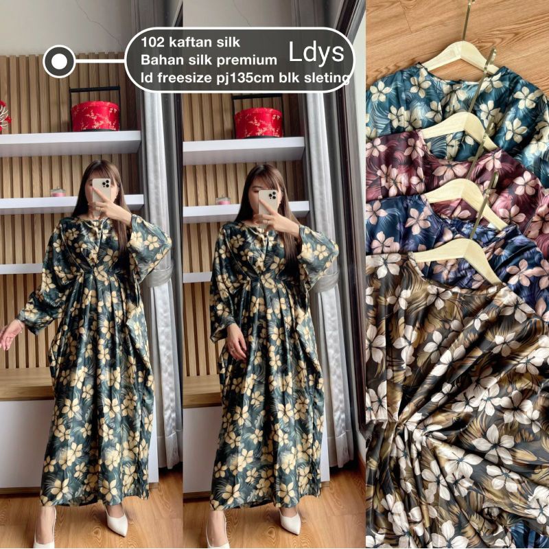 Kaftan Motif Bunga Armani Silk