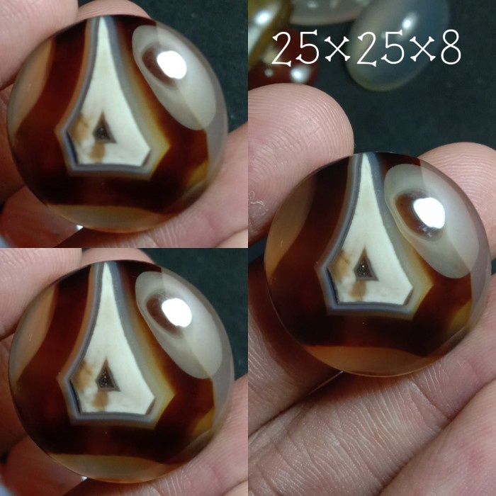 Natural Batu Akik Motif Gambar Yaman Hitam Segitiga Putih Unik Antik