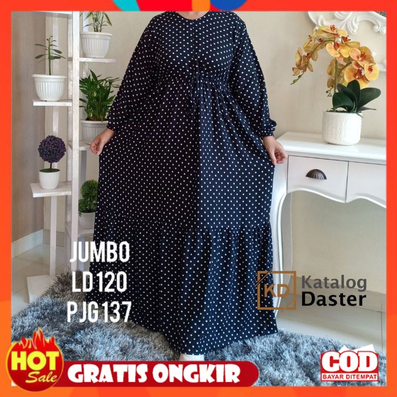 KAIN ADEM HALUS TEBAL / Gamis Rayon Ori Polkadot Canda series Jumbo LD 120cm by Katalog Daster