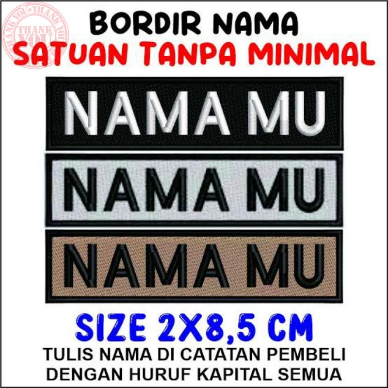 Bordir bordir nama dada siswa Bordir Nama Dada