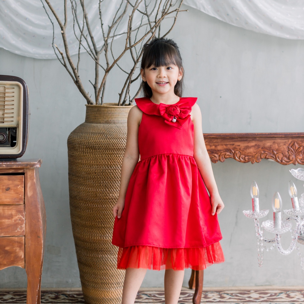 Two Mix - Baju Anak Perempuan Pesta Natal - Dress Anak Perempuan Christmas Satin 1-12 Tahun 4235