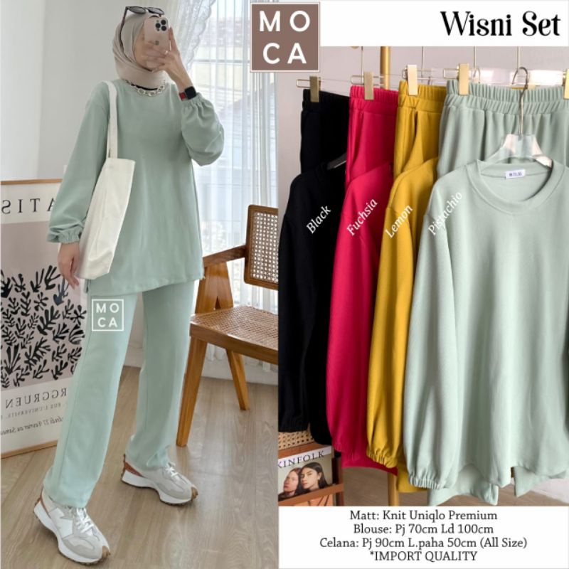 Wisni Set Setelan Oneset Jumbo Allsize Premium Knit Uniqlo Original Ori Moca Berlabel