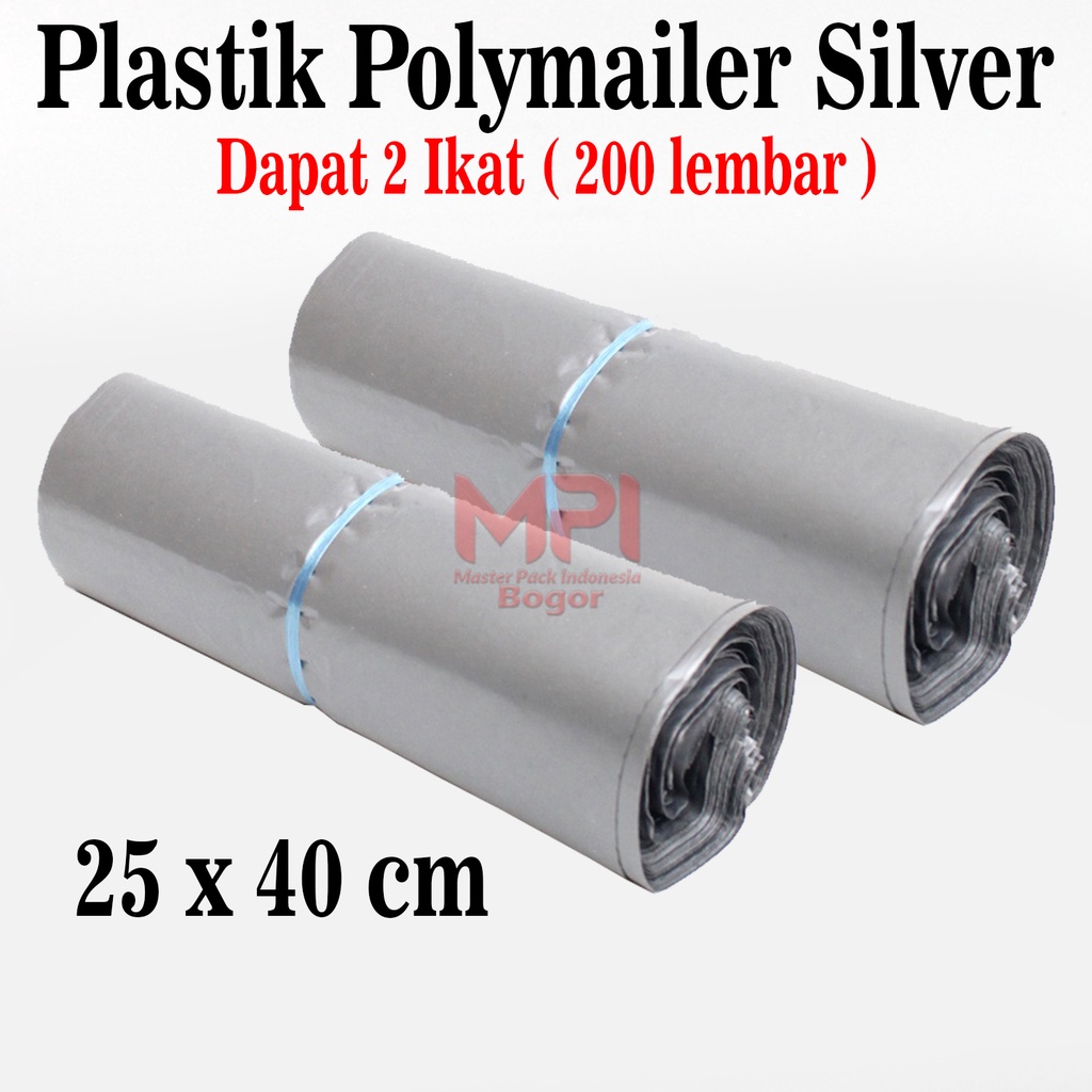 

2 IKAT ( 200 LEMBAR ) Plastik Polymailer Silver 25 x 40 cm - Plastik packaging Kantong Amplop - Master Pack Indonesia Bogor