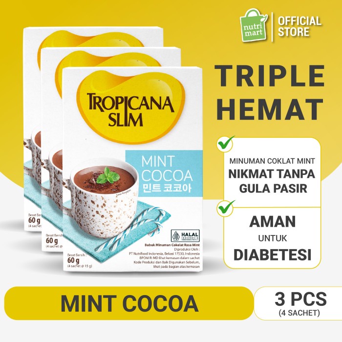 

St22- Triple Pack: Tropicana Slim Mint Cocoa (4 Sch) - Minuman Bebas Gula