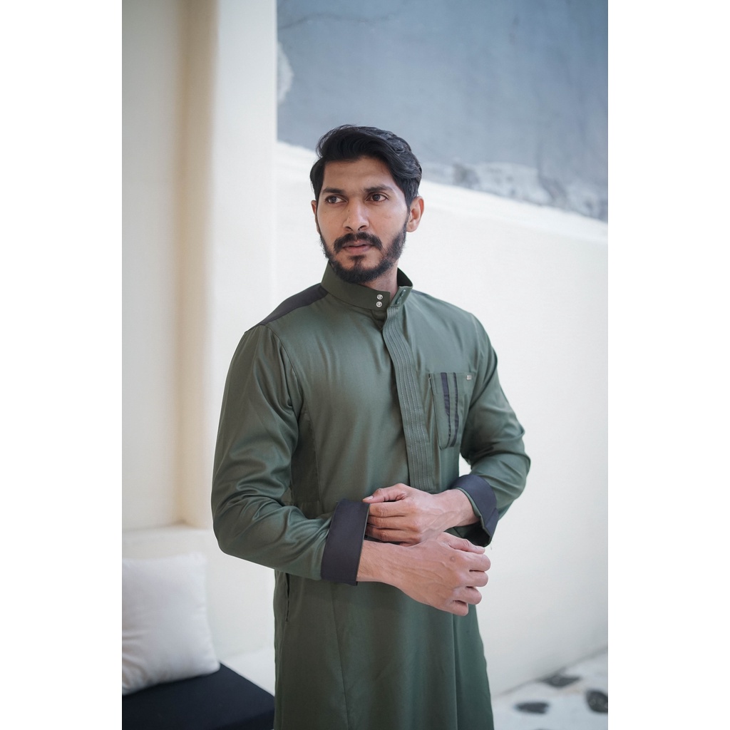 Jubah Gamis Exclusive  SH-057 Hijau Army D.CELESTIAL