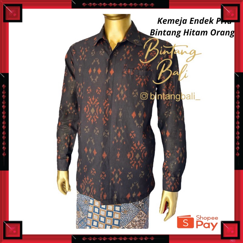 12.12 SERAGAM SALE / Kemeja Endek Bali Pria Wisuda Seragam Kantor Bahan katun warna Marun Hijau Boto