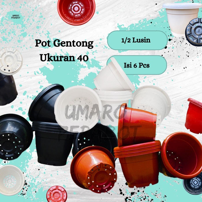 GROSIR 1/2 Lusin Pot Gentong Ukuran 40 / Pot Besar / Pot Jumbo / Pot Vinca / Pot Tanaman / Pot Bunga / Pot Plastik / Umaro Perabot