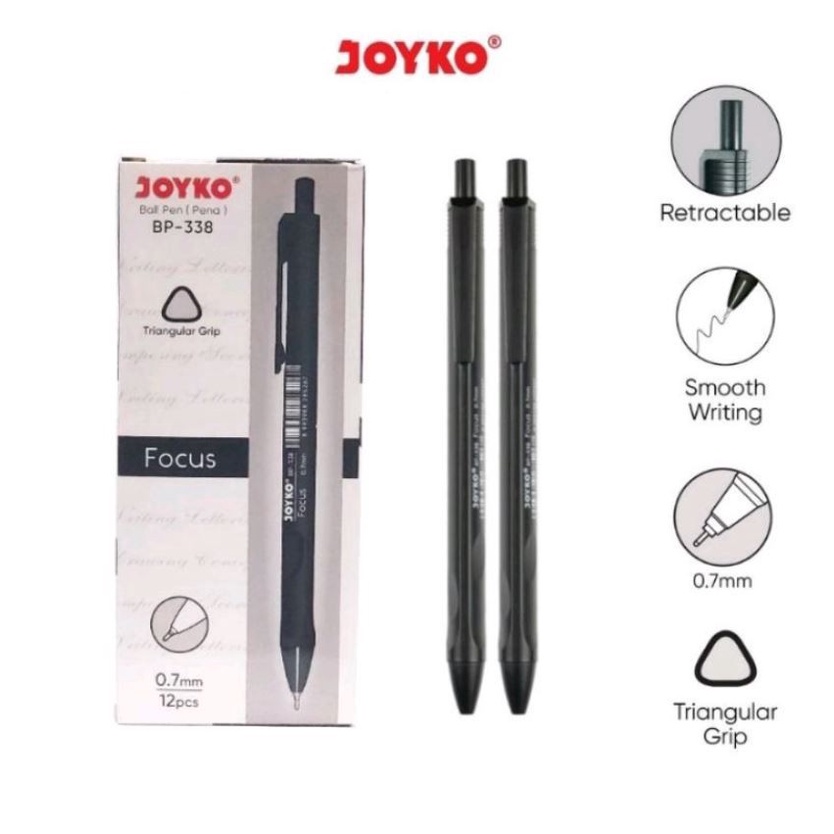 

Joyko Ball Pen Pulpen Pena segitiga semi gel Joyko Focus 0.7 mm 1 pak 1 lusin isi 12 pcs vokus 0,7 mm BP-338