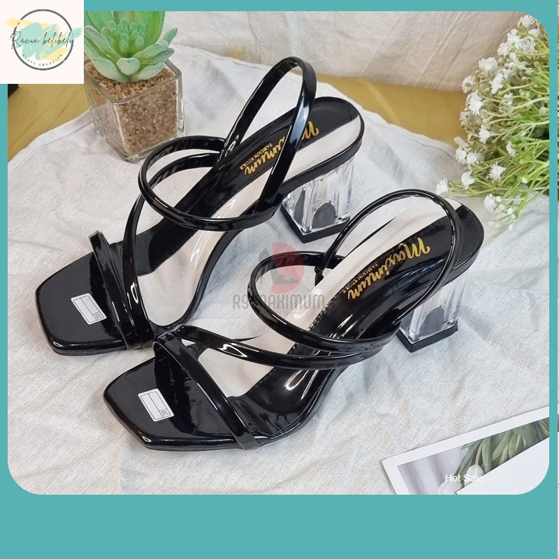 Sandal Wanita Terbaru 2023 / R9 High Heels Wanita Hak Tahu Premium Hak Kaca 7cm Queensha