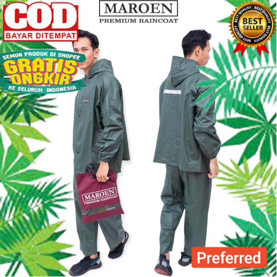 Promo JAS HUJAN MAROEN ORIGINAL UNTUK PRIA DAN WANITA BAHAN PVC TEBAL ANTI REMBES LENTUR KUAT MURAH 