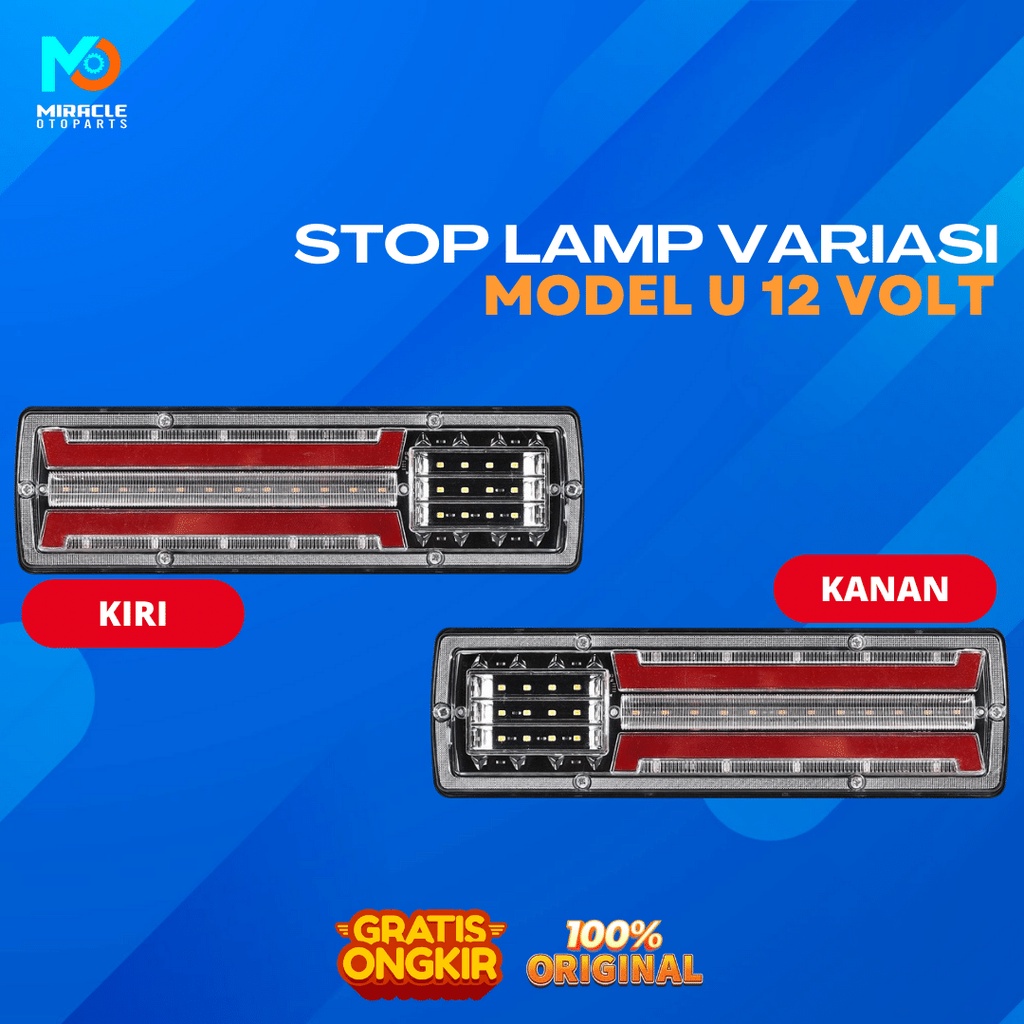 Stoplamp Mobil Pick Up Model U LED 30CM 12 Volt ( 2 Buah ) Kiri Kanan / Lampu Variasi Mobil Pickup L