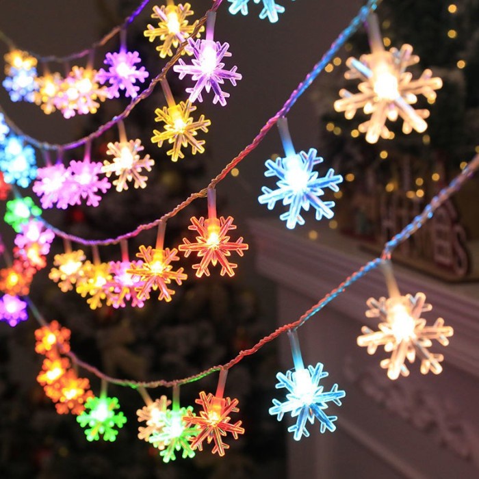 KH97 Lampu natal motif snowflake 10meter/ lampu pohon natal/ lampu led - Colorful, 10 Meter 100LED