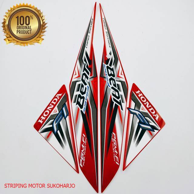 (ORI) striping honda beat fi 2015 merah idling stop kualitas original