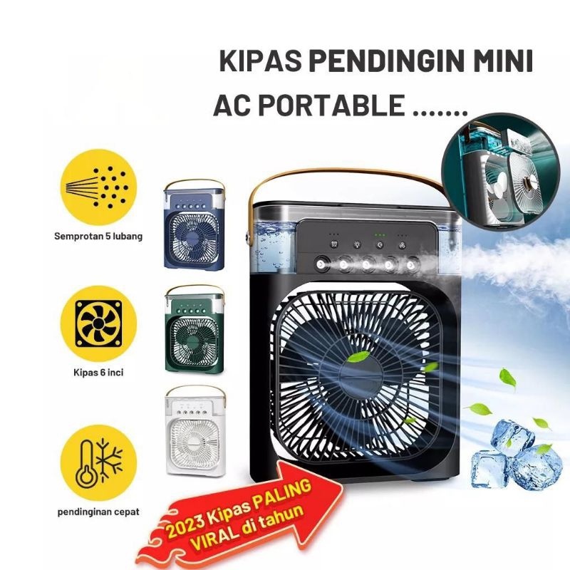 Kipas AC Portable Mini Air Cooler Fan Humidifier Kapasitas Air 600ml