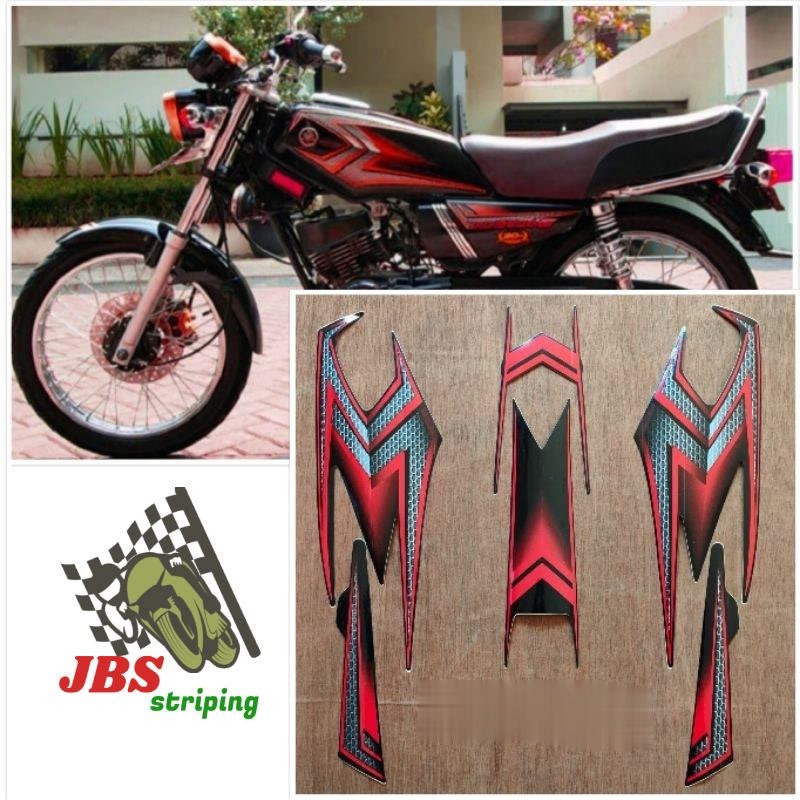 striping stiker  Yamaha rx King hitam Lis merah tahun 2004 lis striping rx king