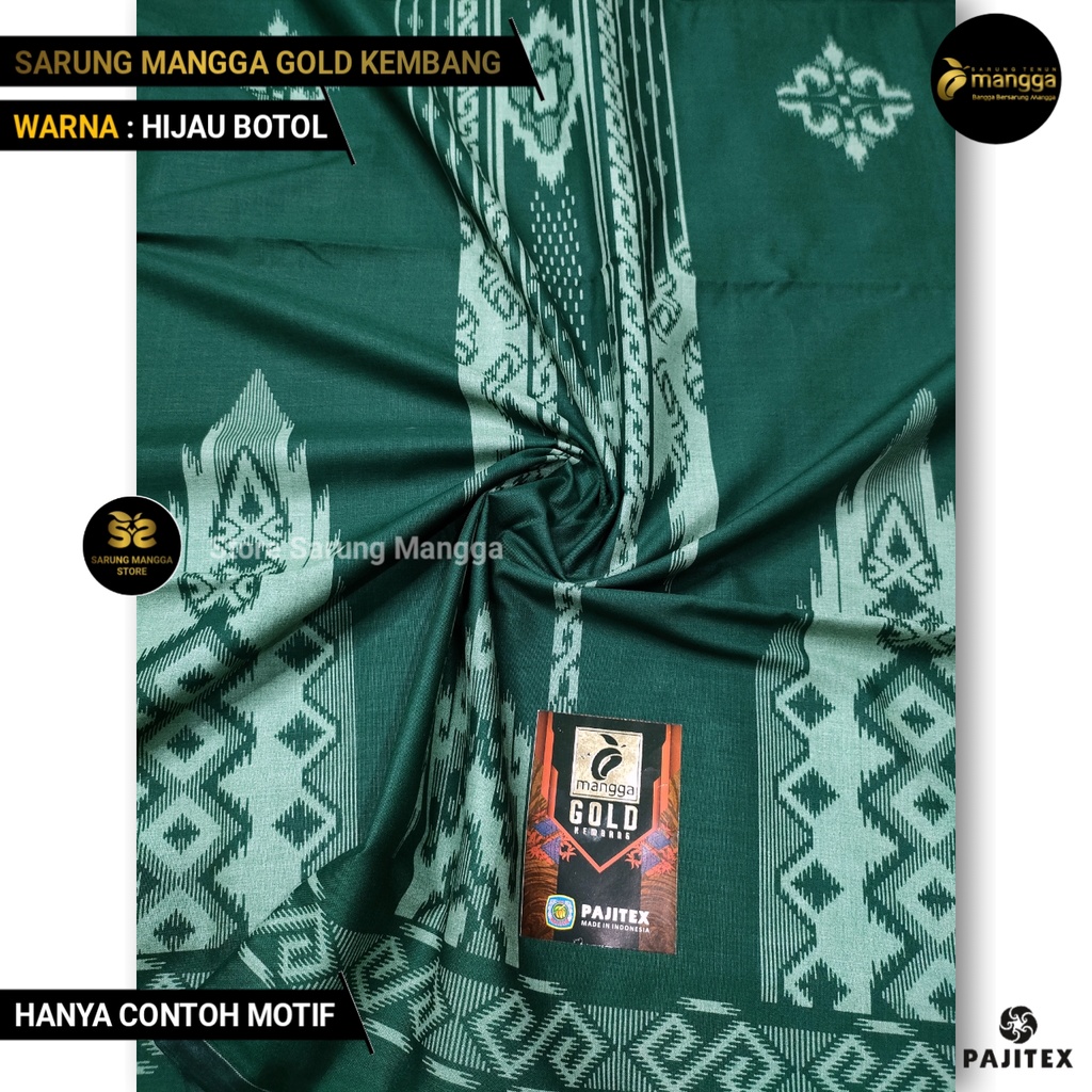 Sarung Mangga Gold Kembang Dewasa Warna HIJAU BOTOL Sarung Laki Laki Sarung Mangga Gold Polos Warna 