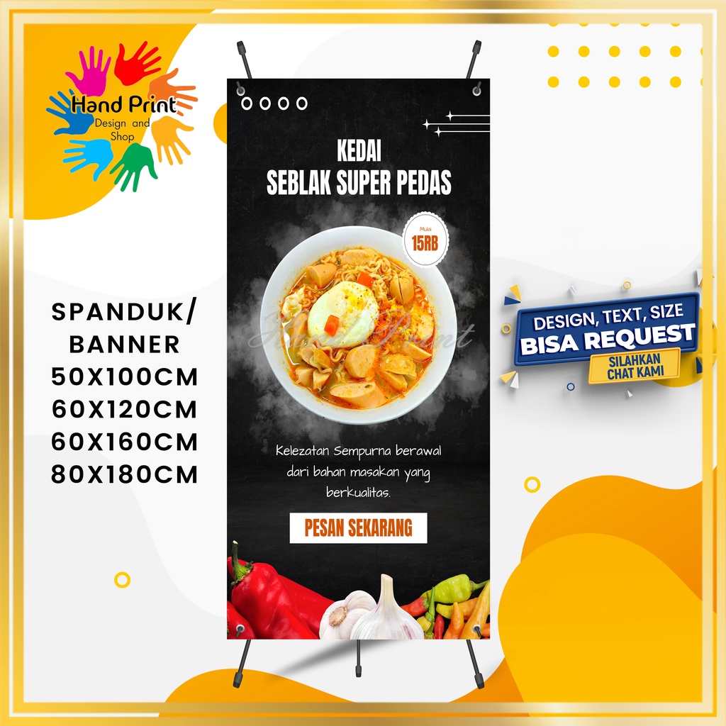 SPANDUK / BANNER MMT Seblak Pedas Seblak Kuah Makanan Jajanan Seafood Jalanan