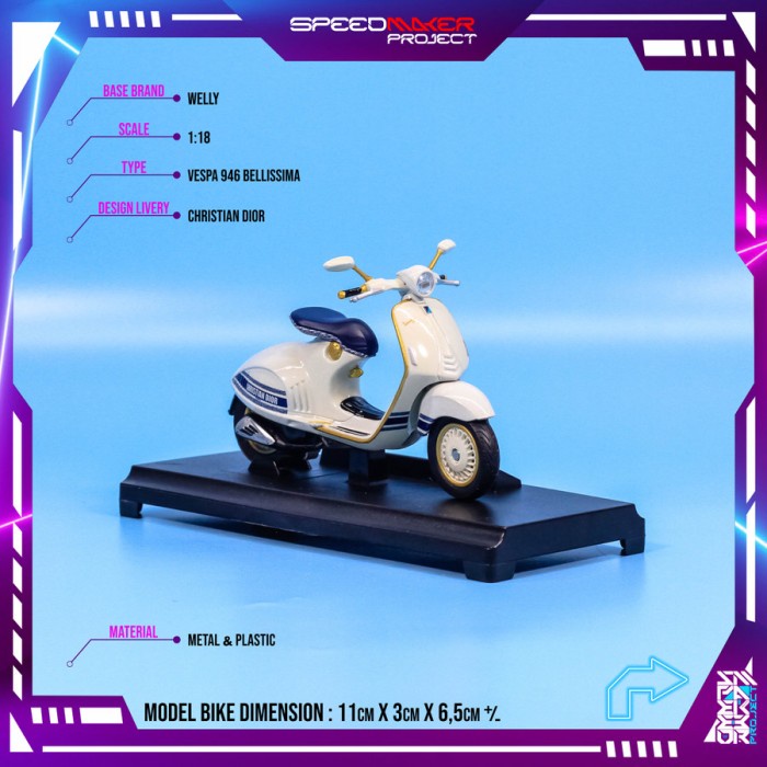Welly Custom Vespa 946 Bellissima Christian DIOR Diecast Scooter 1:18