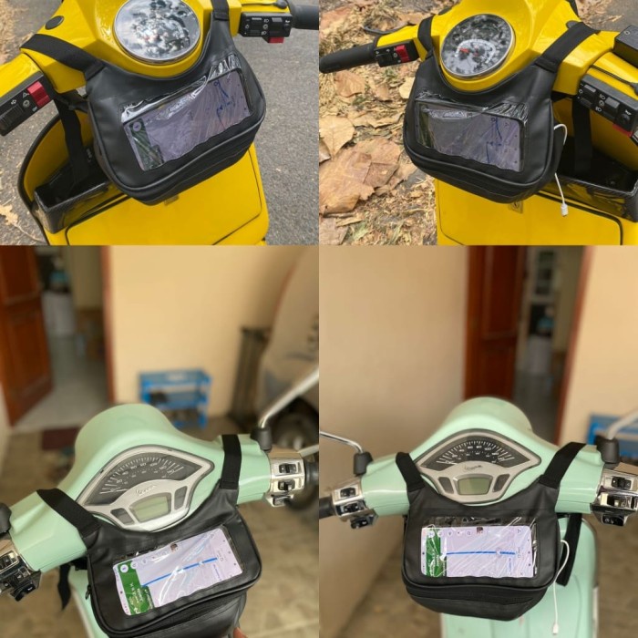 Tas stang motor vespa touring holder hp maps waterproof tahan air