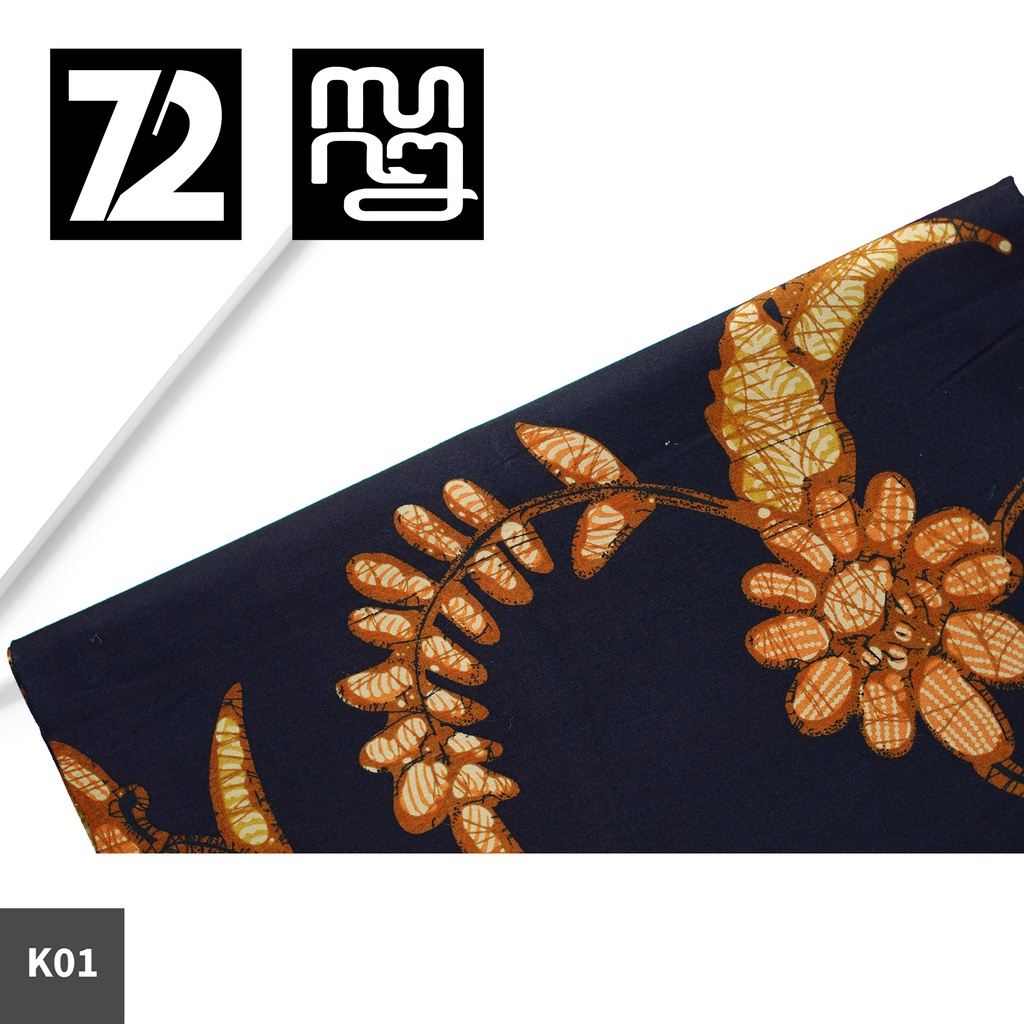 KAIN BATIK KATUN Premium Motif Kembang Warna Hitam Kuning 724479 Cap 72 Jarik Jarit Samping Kebat Pa