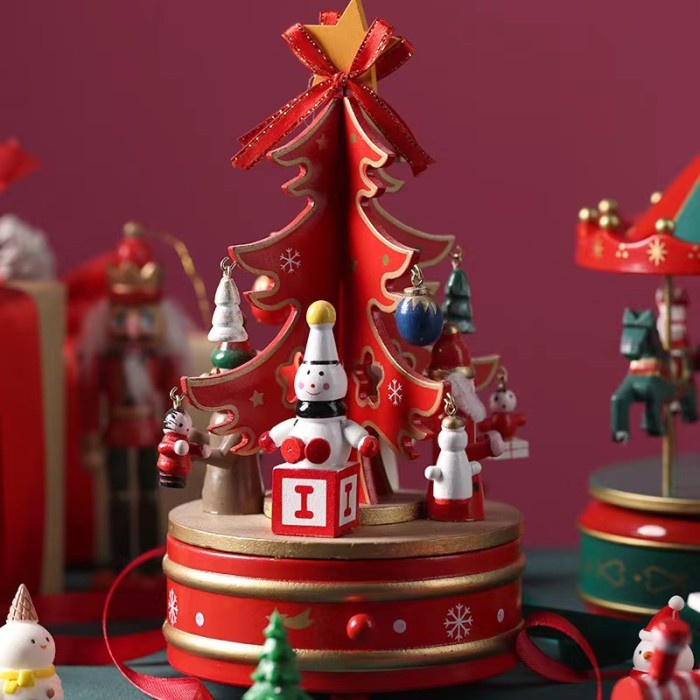 

Premium wooden music box/Kotak music kayu kado - Star xmas red