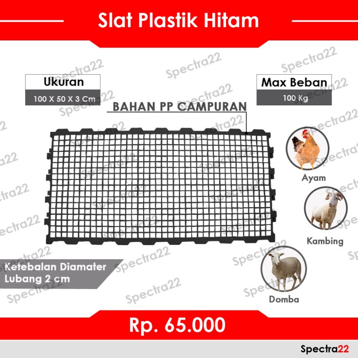 Slat Plastik - Alas Kandang Untuk Anjing Kucing Kambing - Hitam