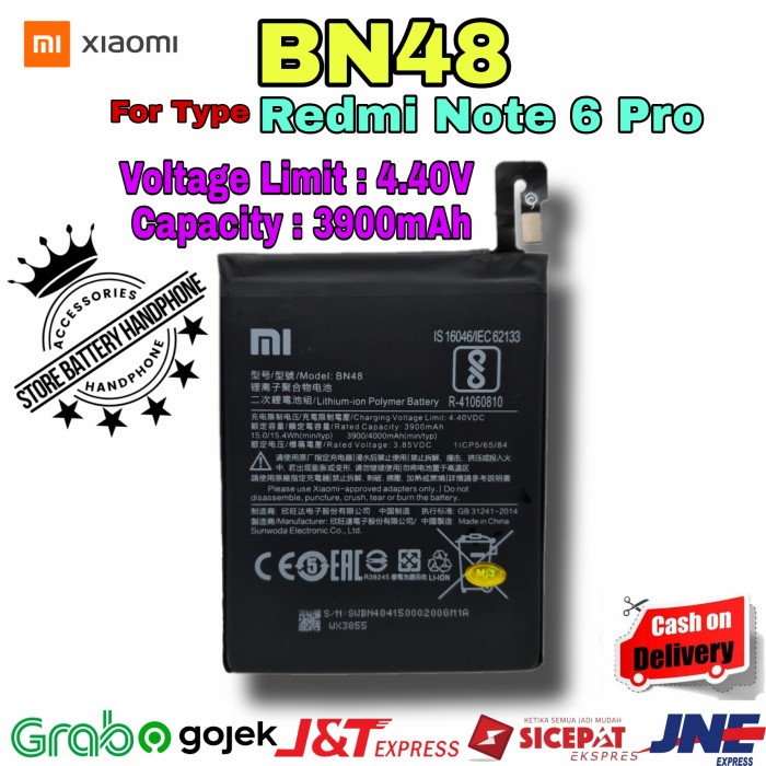 Battery Baterai Batrai Batre Xiaomi BN48 BN 48 Redmi Note 6 Pro