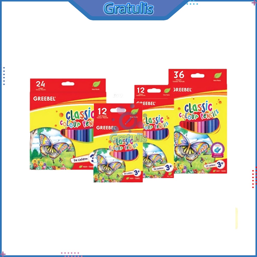 

PENSIL WARNA GREEBEL / CLASSIC COLOUR PENCILS 12 24 36 / BANYAK WARNA / PERLENGKAPAN SEKOLAH ANAK