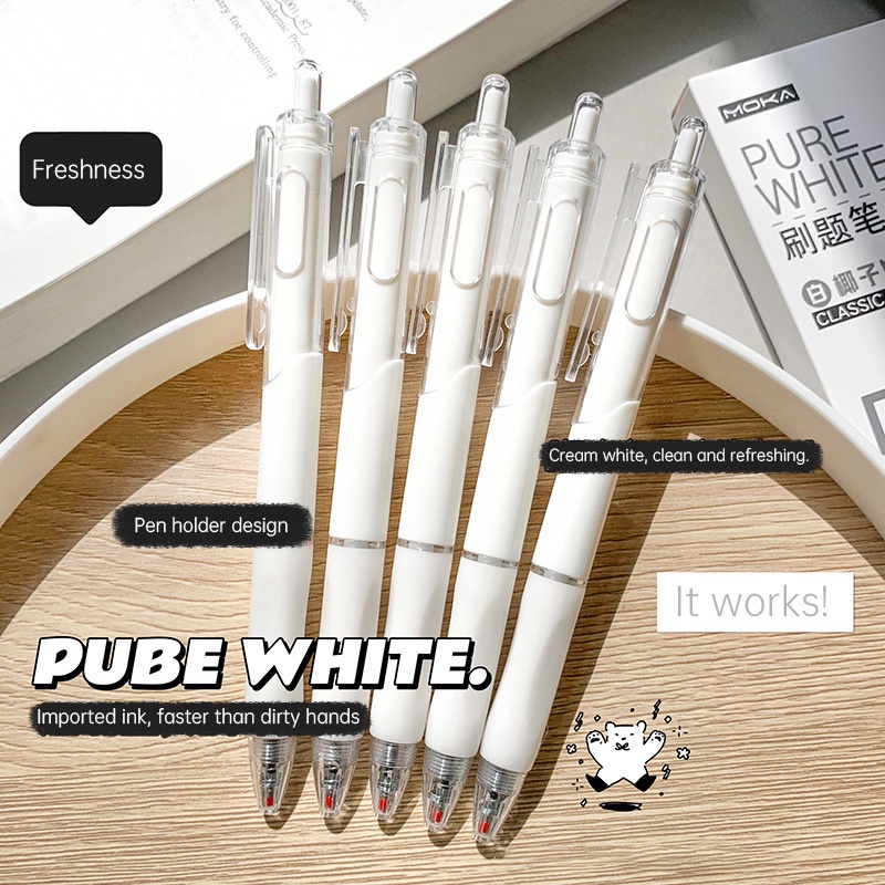 

COD✨5pcs Morandi Color Sederhana Gel Pen Set 0.5mm Black Ink Pena Siswa Super Smooth Pena Kreatif