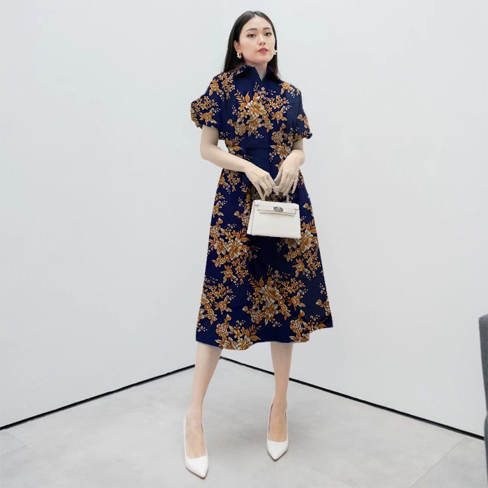 Midi Dress Nadine / Dress Wanita Premium murah / Dress Korea Wanita Terbaru / Midi Dress Kekinian