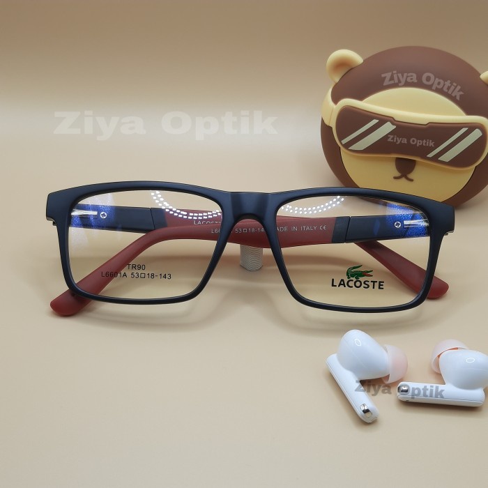 promo ✨ -frame kacamata pria lacoste / kacamata minus / kacamata progresif plus - Hitam, ANTIRADIASI
