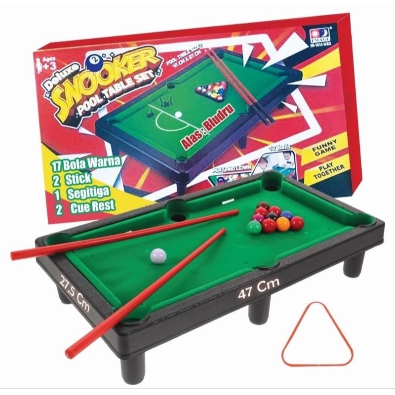 Mainan Billiard Jumbo Portabel Deluxe Snoker Pool Table Karpet Bludru UKURAN Panjang 47cm x Lebar 27