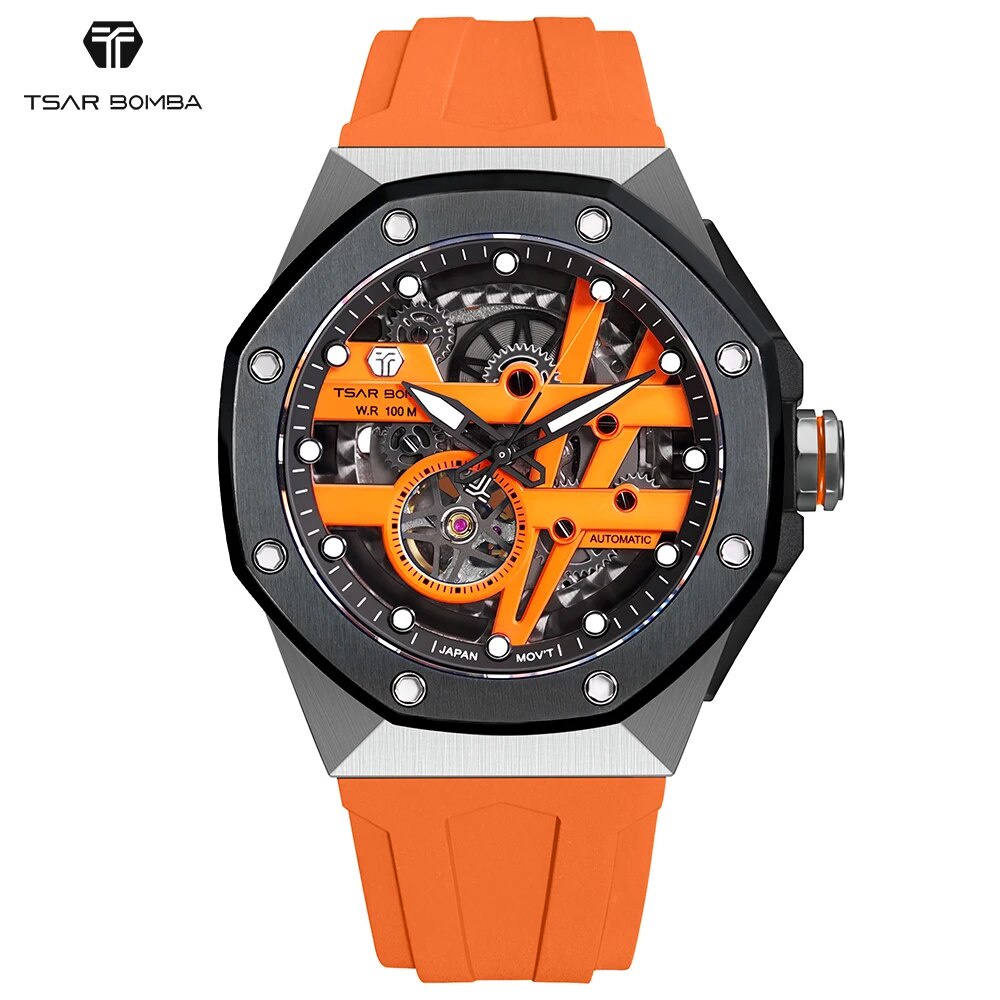 Jam Tangan Pria TSAR BOMBA Mens Mechanical Watches 100m Water Resistant Clock Automatic Watch Luxury