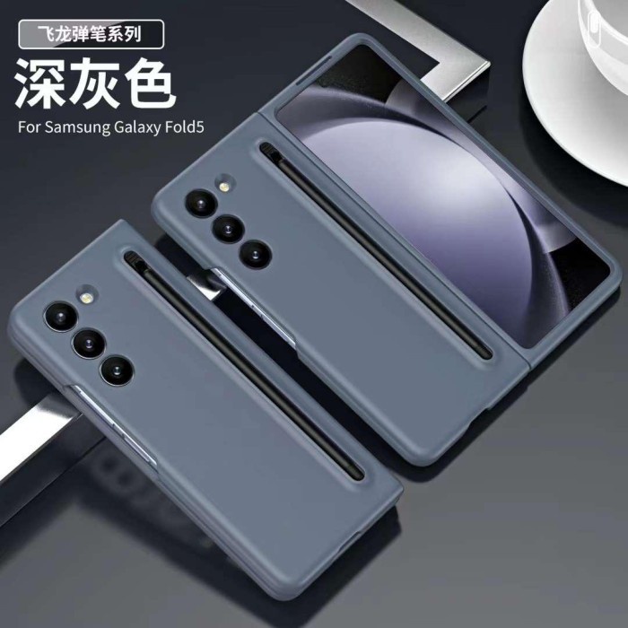 Pelindung Hp Ori Case Samsung Galaxy Z Fold 5 Silicone Slim Stylus Spen Cover Casing - DARK GREY, WI