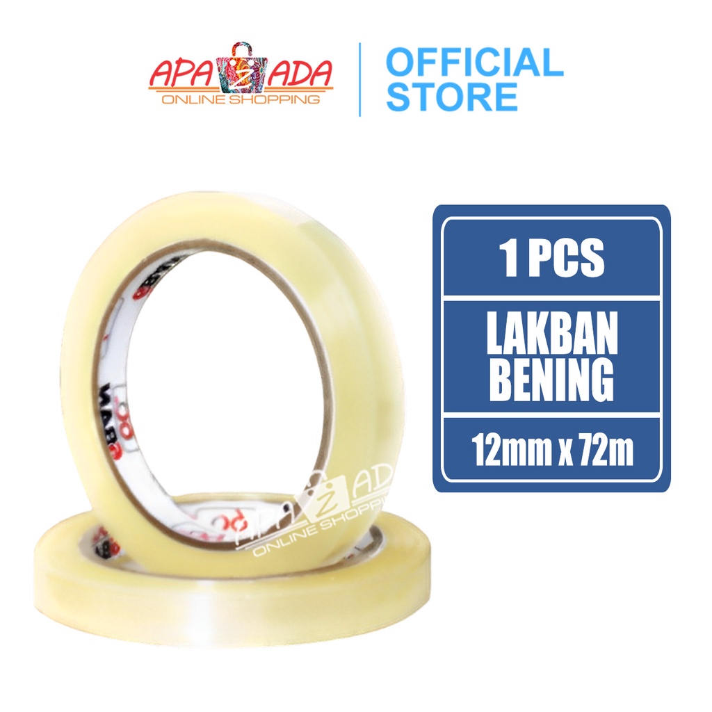 

Apazada Lakban 6BAN Bening Size 12mm x 90yard 1 Pcs / OPP Tape / Solatip Bening / Isolasi Bening