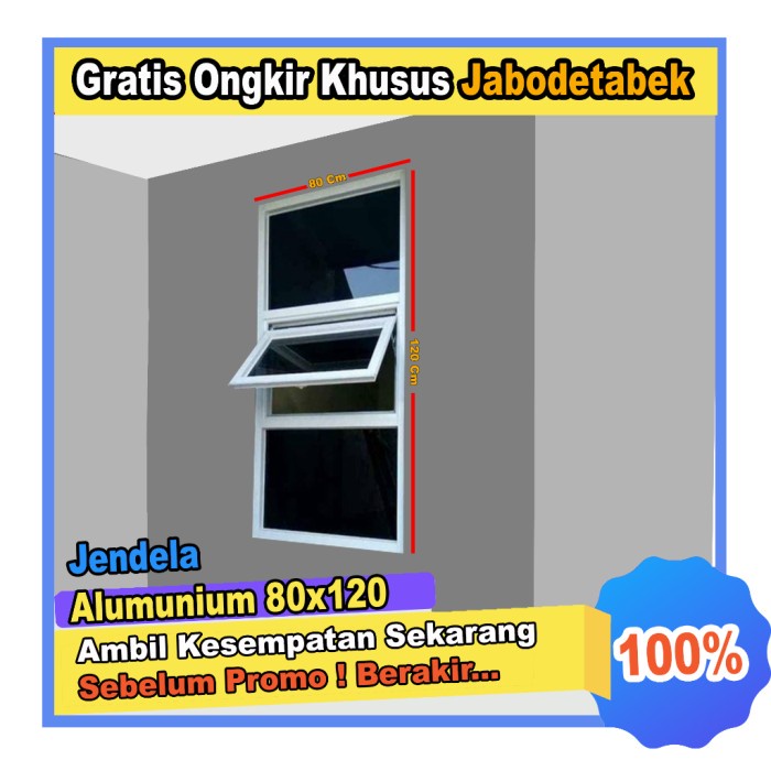 Promo Jendela aluminium modern 80x120 | Jendela Alumunium 60X120