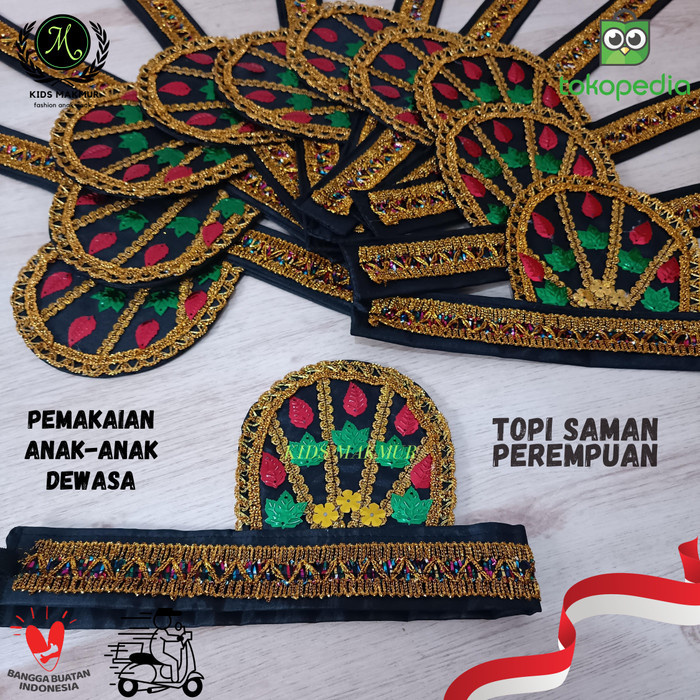 Topi aceh tari saman laki laki asesoris kepala adat aceh anak dewasa  - Laki-laki