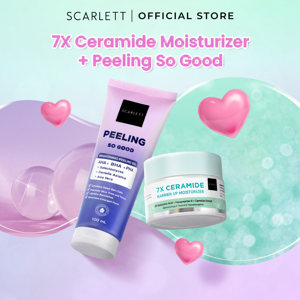Scarlett Skincare 2Pcs Whitening 7x Ceramide Moisturizer + Peeling Gel So Good Acid Extract Exfoliat