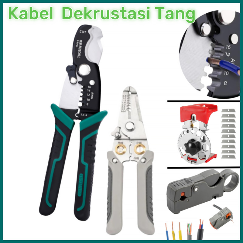 Tang Dekrustasi Kabel Pengupas Kawat Multi Alat Tang Alat Perbaikan Kawat Multifungsi Pemotong Pengu