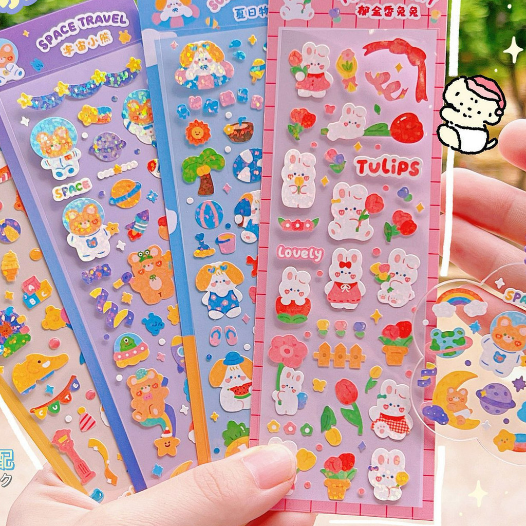 

[Nokai Space] PET Stiker Lucu Boneka Teddy Kelinci Ins Korea / Stiker Jurnal Lucu